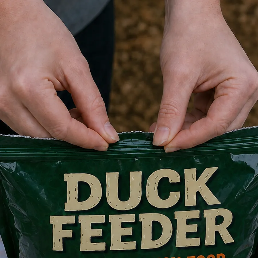 Two hands zipping the Duck Feeder bag shut